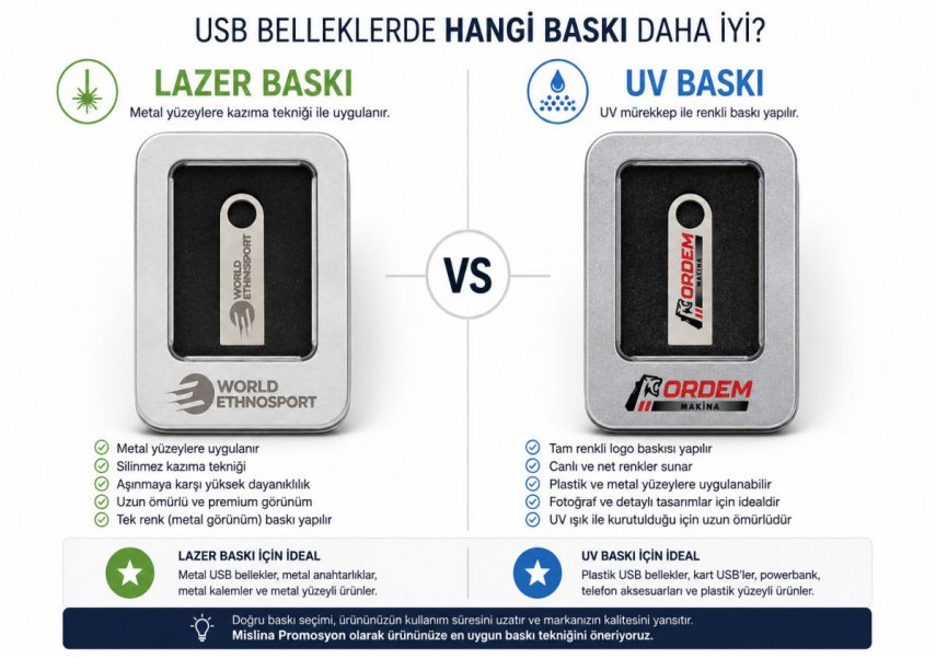 USB Belleklerde Lazer Baskı mı UV Baskı mı? Hangisi Daha Kalıcı?