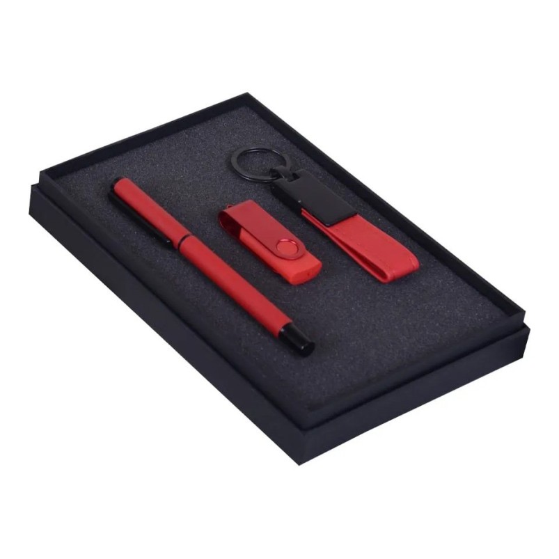 Tükenmez Kalem, Usb Bellek Ve Anahtarlık Seti Kırmızı
